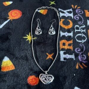 Brighton Silver Heart Necklace and Earrings Matching Set